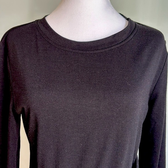 BTFBM Black Jersey dress with draped tie shawl look at waist size medium lined - Picture 2 of 13